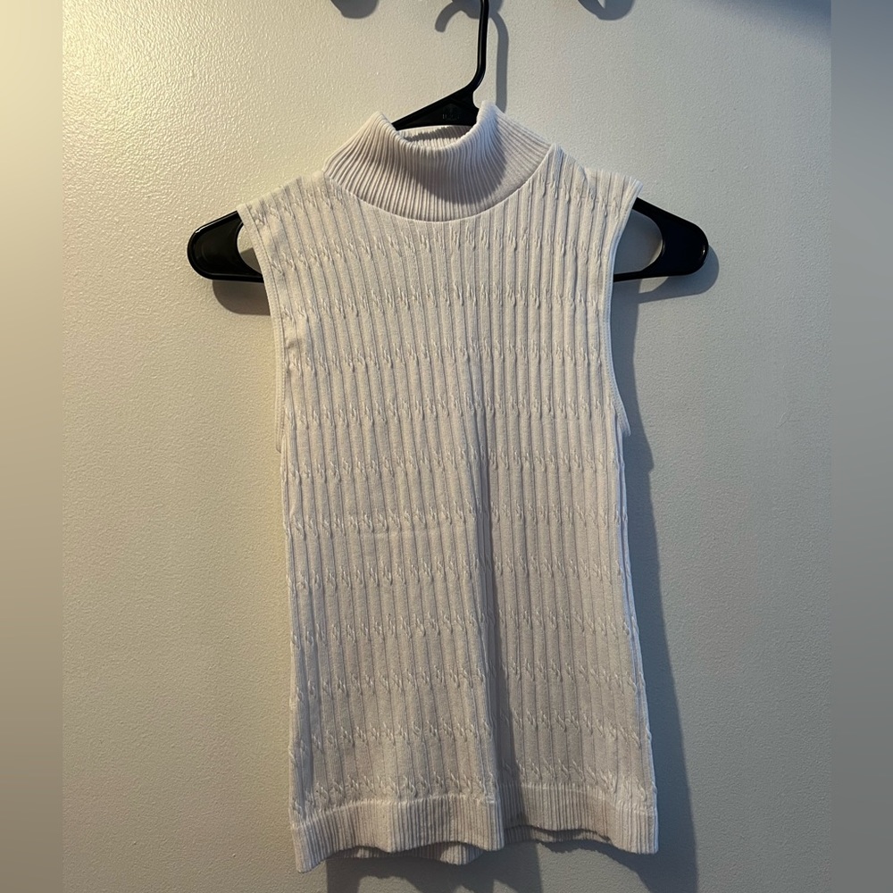 White Turtle Neck Tank Top